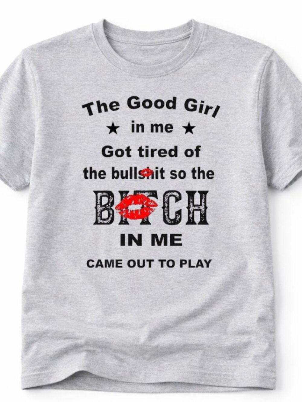 The Good Girl Funny Graphic T Shirt Trendy Boutique Style Tee Women Gray Tops